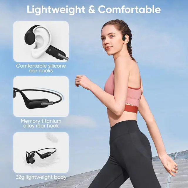 Alt view image 5 of 7 - Swimming Headphone, Bone Conduction Headphone IPX8 Water Proof Open Design Bluetooth Swimming Running Workout Earphone with 32GB Memory