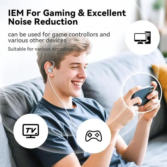 Alt view image 2 of 7 - Kinboofi sta-k in Ear Monitor Headphones and 5 Pairs kbear 07 Ear Tips