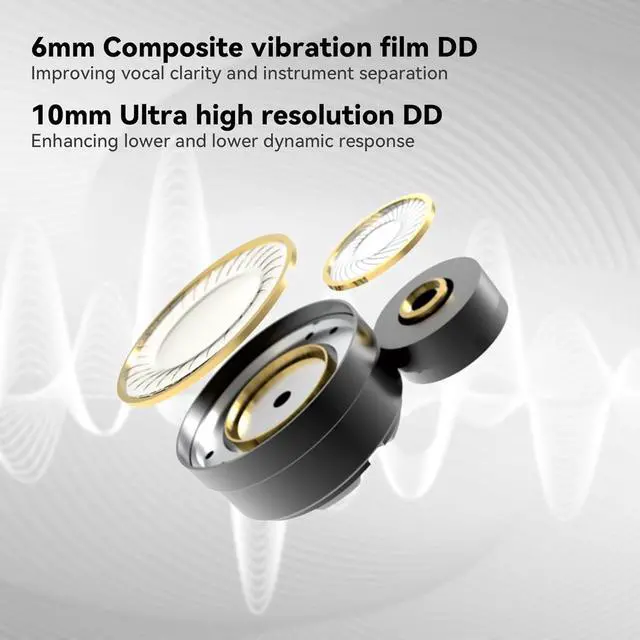 Alt view image 5 of 7 - Kinboofi sta-k in Ear Monitor Headphones and 5 Pairs kbear 07 Ear Tips