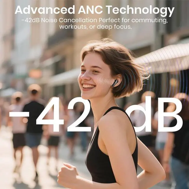 Alt view image 2 of 7 - Wireless Earbuds 5.4 Bluetooth Headphones 100H Bluetooth Earbuds Active Noise Cancelling Earphones in-Ear Earbud with 4 ENC Noise Cancelling Mic IP5 Waterproof Earphones for Android iOS