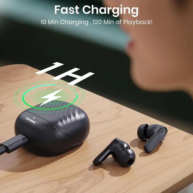 Alt view image 4 of 7 - Wireless Earbuds 5.4 Bluetooth Headphones 100H Bluetooth Earbuds Active Noise Cancelling Earphones in-Ear Earbud with 4 ENC Noise Cancelling Mic IP5 Waterproof Earphones for Android iOS