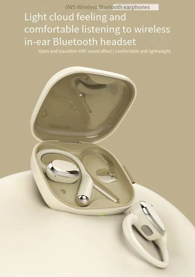 Alt view image 7 of 7 - Earhook Headphones Wireless Bluetooth 5.3 Open Ear Earbuds with 30H Playtime HiFi Sound + 360° Stereo Sound Earbuds with Ear Hooks Ergonomic for Workout Walking, White