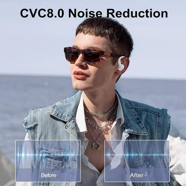 Alt view image 3 of 7 - Wireless Earbuds Bluetooth 5.3 Headphones Sports, 48Hrs Playtime Bluetooth Earbuds with CVC 8.0 Mic, 2025 Stereo Bass Over Ear Bud with Earhooks, LED Display, IP7 Waterproof Earphon for Running White