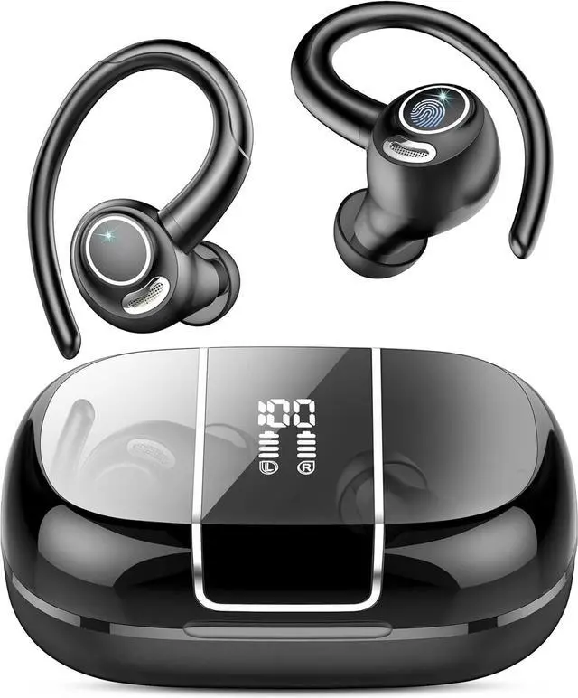 Main image of Wireless Earbuds Bluetooth 5.3 Headphones Sports, 48Hrs Playtime Bluetooth Earbuds with CVC 8.0 Mic, Stereo Bass Over Ear Bud with Earhooks, LED Display, IP7 Waterproof Earphon for Workout/Running