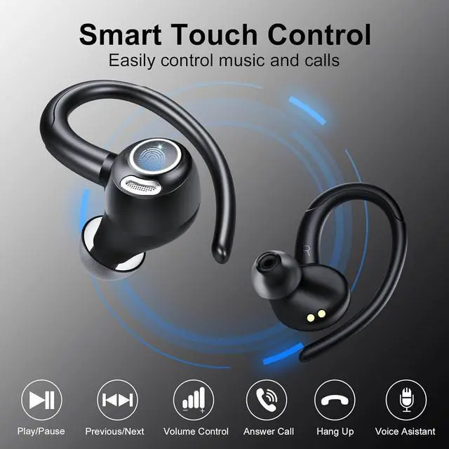 Alt view image 7 of 7 - Wireless Earbuds Bluetooth 5.3 Headphones Sports, 48Hrs Playtime Bluetooth Earbuds with CVC 8.0 Mic, Stereo Bass Over Ear Bud with Earhooks, LED Display, IP7 Waterproof Earphon for Workout/Running