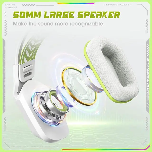 Alt view image 5 of 7 - Wired Gaming Headset with RGB Lighting, 50mm Drivers, Noise-Cancelling Mic, USB & 3.5mm Jack, Over-Ear PC Headphones for PS5, PS4, Xbox, Laptop, Phone  Comfortable Fit, Surround Sound (Wired-White)