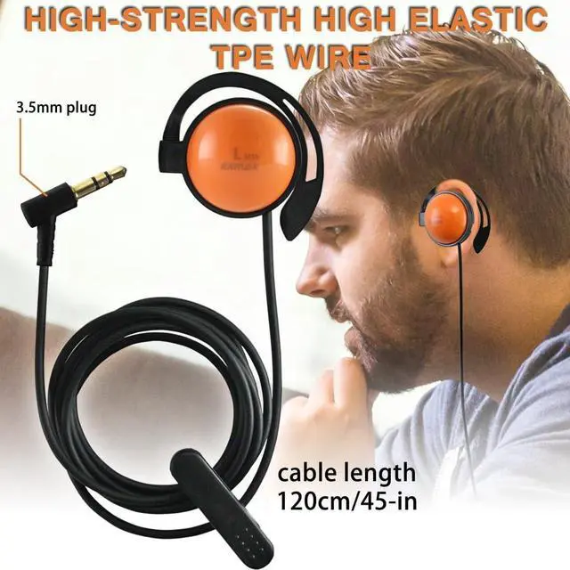 Alt view image 7 of 7 - EXMAX SE-55 Foamless Wired Single Headphone 3.5mm Ear-Hook Headphone Big Large Speaker Style for EXD-101 EX-200N ELGT-470 Wireless Tour Guide Receiver Podcast Laptop (Left-Side Earphone, 3 Pack)