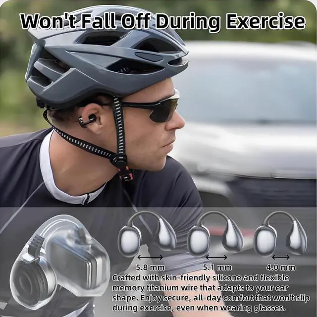 Alt view image 3 of 7 - Open Ear Earbuds Wireless Clip On Headphones,5g Light Comfort Omni Tap Control Powerful Sound 68H Play Bluetooth 5.4 Dual Device Sync AI Clear Calls IPX5 Waterproof for Small Ears Sports Work Black