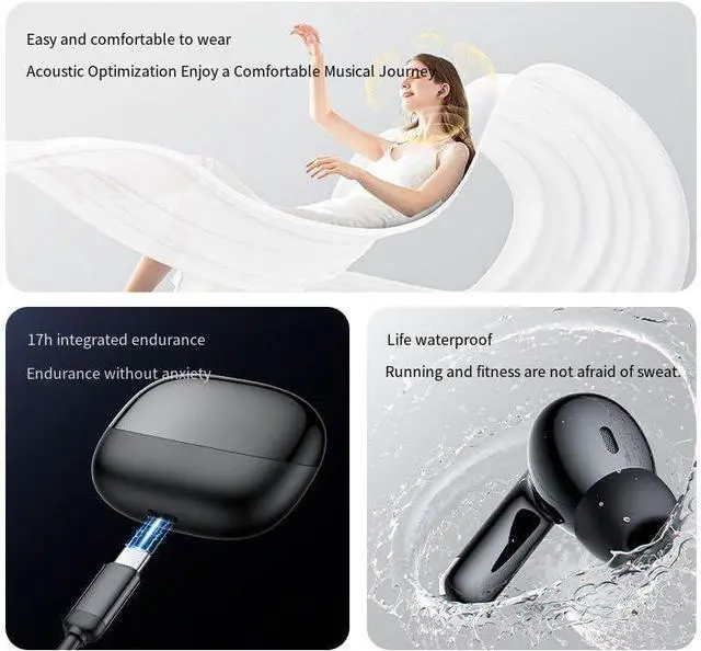 Alt view image 7 of 7 - in Ear Buds Wireless Bluetooth Headphones Sports Earphones -13mm Dual-Chamber Speaker Drivers with Mics Clear Call,IPX5 Waterproof Bluetooth Earbuds for Workout Sports