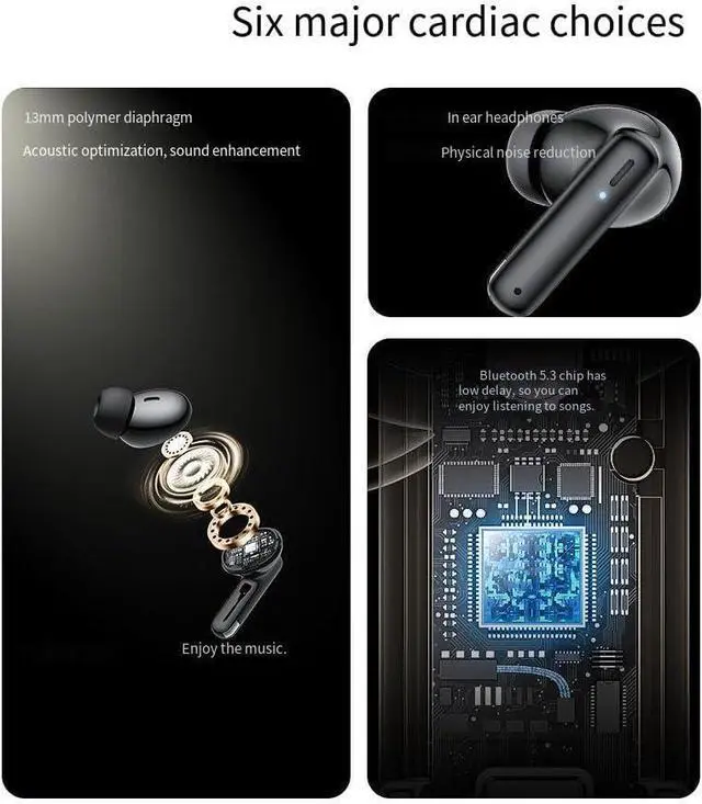 Alt view image 6 of 7 - in Ear Buds Wireless Bluetooth Headphones Sports Earphones -13mm Dual-Chamber Speaker Drivers with Mics Clear Call,IPX5 Waterproof Bluetooth Earbuds for Workout Sports