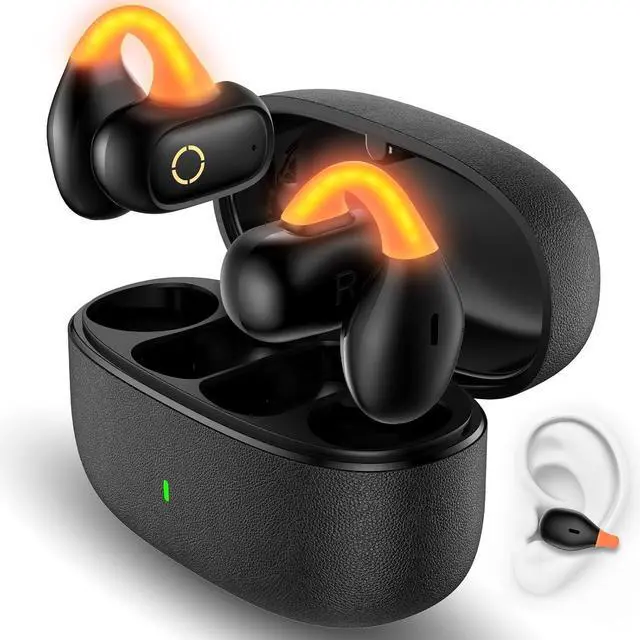 Alt view image 7 of 7 - Open Ear Wireless Earbuds Night Run Light Clip On Sports Headset Air Conduction Bluetooth Headphone Over Ear Game Earphone USB Type C Headphone Open Ear Adjustable Over Ear Hook Headset School Kid