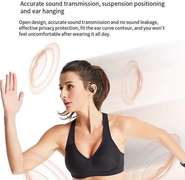 Alt view image 2 of 7 - Ultra Open-Ear-Headphones Wireless Bluetooth 5.4 - Ergonomic Pro Air Conduction Earbuds with Soft, Airy Silicone Design, Over-The-Ear Buds with Ear Hooks for Running/Sports/Fitness /Workouts, Black