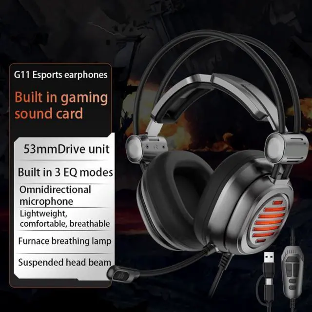Alt view image 4 of 7 - Ergonomic Corded Gaming Headphones Headsets with Clear Positional Auditory for Intensed Gameplay Omnidirectional Immersive Sound