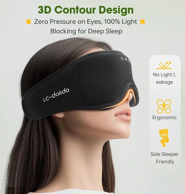 Alt view image 2 of 7 - BambooCotton 3D Bluetooth Sleep Mask, LC-dolida 2025 New Sleep Headphones