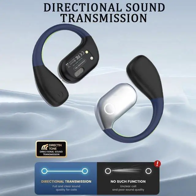 Alt view image 3 of 6 - Air Conduction Headphones,Open Ear Headphones Wireless Bluetooth 5.4 HIFI Sound Quality Sports Over Ear Earbuds with Earhooks, Built-in Mic, Crystal-Clear Calls for Running Workout Cycling Driving