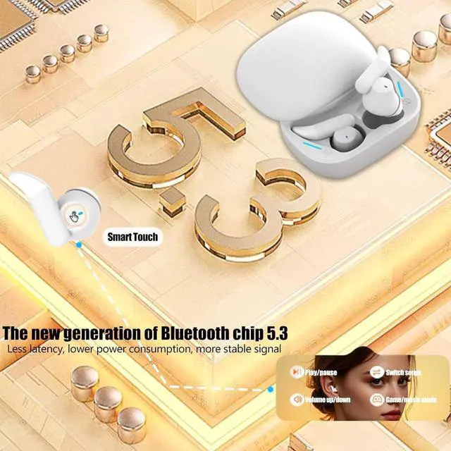 Alt view image 7 of 7 - Headphones Sleep Earbuds for Side Sleepers Wireless Bluetooth 5.3,True Wireless Ear Buds Music Earphones Comfortable,Low Latency Fast Connection,Black