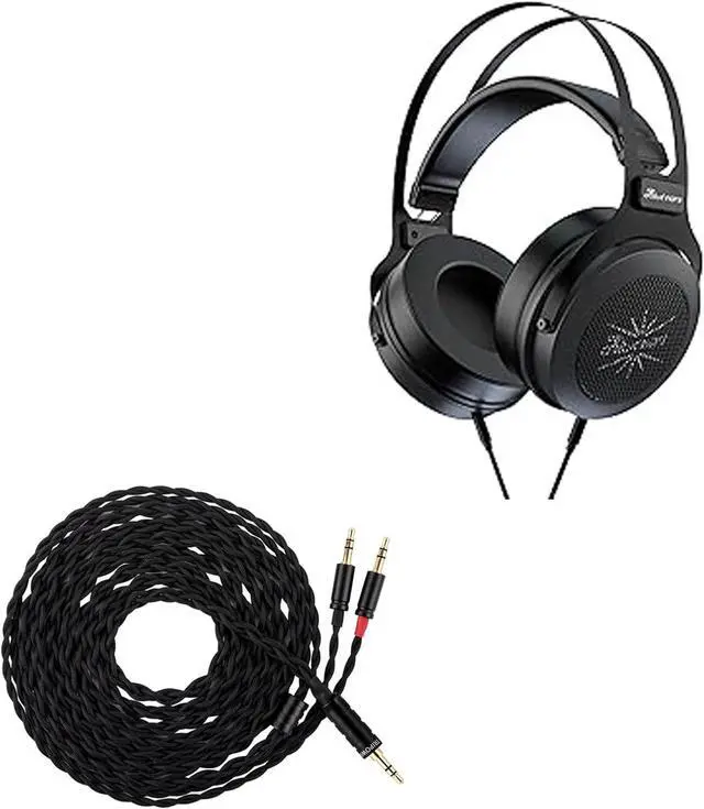 Main image of Linsoul Kiwi Ears Altruva Over Ear Headphone, Hi-Fi 50mm Dynamic Driver Monitoring(BlackGrey) Tripowin Nova Monitor Headphone Cable, Over-Ear Wire (3.5mm, Black)