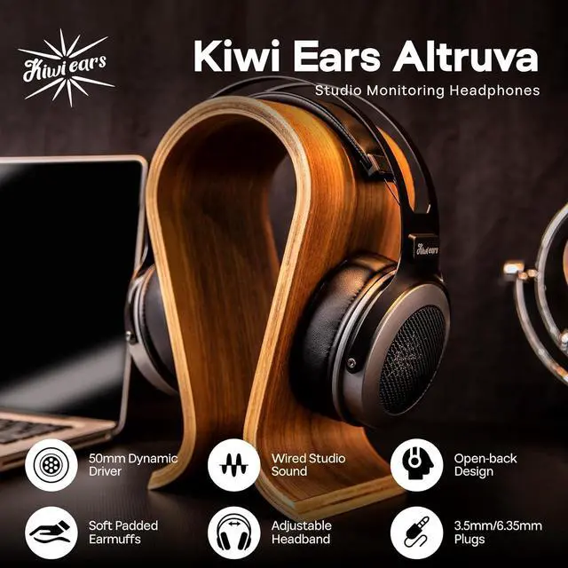 Alt view image 2 of 7 - Linsoul Kiwi Ears Altruva Over Ear Headphone, Hi-Fi 50mm Dynamic Driver Monitoring(BlackGrey) Tripowin Nova Monitor Headphone Cable, Over-Ear Wire (3.5mm, Black)