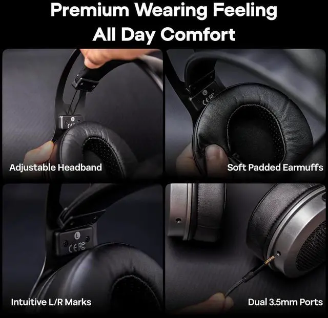 Alt view image 6 of 7 - Linsoul Kiwi Ears Altruva Over Ear Headphone, Hi-Fi 50mm Dynamic Driver Monitoring(BlackGrey) Tripowin Nova Monitor Headphone Cable, Over-Ear Wire (3.5mm, Black)