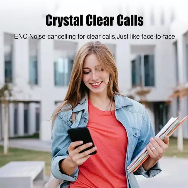 Alt view image 6 of 7 - Open Ear Headphones Wireless Bluetooth 5.4 Air Conduction Earbuds with Earhooks,ENC Call Noise Cancellation Technology IPX5 Waterproof 80 Hours with Charging Case for Driving,Office,White