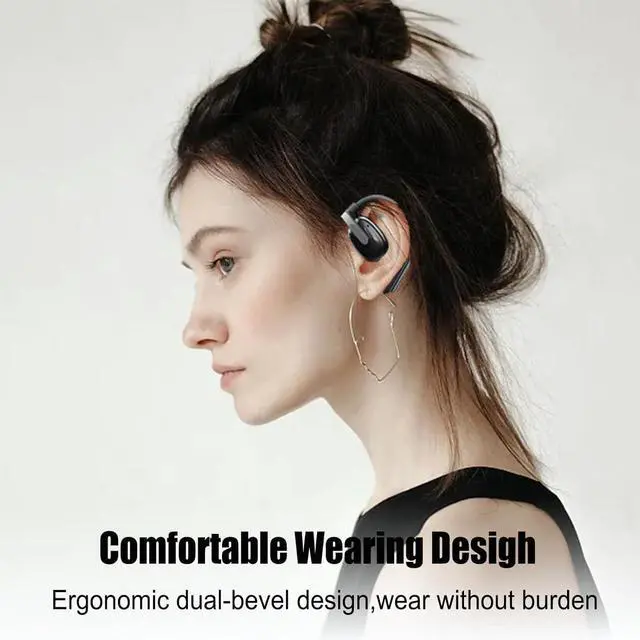 Alt view image 7 of 7 - Open Ear Headphones Wireless Bluetooth 5.4 Air Conduction Earbuds with Earhooks,ENC Call Noise Cancellation Technology IPX5 Waterproof 80 Hours with Charging Case for Driving,Office,White