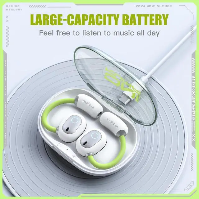 Alt view image 4 of 7 - Sports Earbuds with Earhooks and Removable Neck Strap  Bluetooth 5.4 Wireless Running Earbuds for Workout and Gym, Secure Fit Sport Headphone with Type-C Charging Case (White)