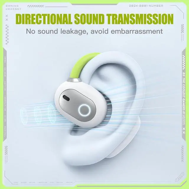 Alt view image 6 of 7 - Sports Earbuds with Earhooks and Removable Neck Strap  Bluetooth 5.4 Wireless Running Earbuds for Workout and Gym, Secure Fit Sport Headphone with Type-C Charging Case (White)