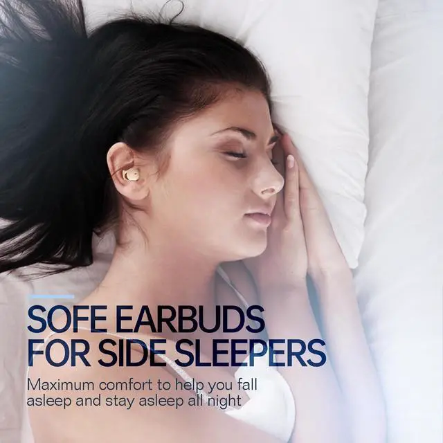 Alt view image 3 of 7 - Invisible Sleep Headphones,Sleep Earbuds for Side Sleepers,Small Comfortable Fit Noise Blocking Sleep Ear Buds,Bluetooth 5.3 Wireless Earbuds, in-Ear Ear Buds for Sleeping, Working - Beige