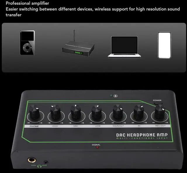 Alt view image 2 of 7 - CCYLEZ HiFi Portable Audio Amp with Bass Boost, Multi Input Bluetooth Wireless DAC Headphone Amplifier, for Music Production & Gaming