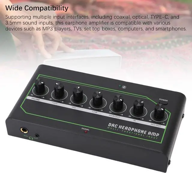 Alt view image 4 of 7 - CCYLEZ HiFi Portable Audio Amp with Bass Boost, Multi Input Bluetooth Wireless DAC Headphone Amplifier, for Music Production & Gaming