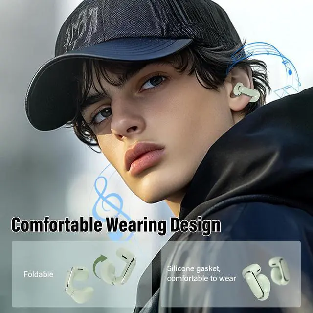 Alt view image 2 of 7 - Wireless Earbuds, Bluetooth 5.4 Headphones Sport, Clip Ear Buds with 4 HD Mic, 42H, Wireless Earphone with Earhooks, Stereo Deep Bass, IP7 Waterproof Ear Bud for Workout, Green