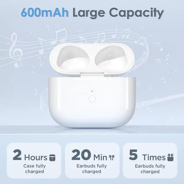 Alt view image 3 of 6 - Upqiany Wireless Charging Case Replacement Compatible with AirPod 3rd Gen, AirPods 3 Charger Case with Bluetooth Pairing Sync Button,Qi-Certified, 600mAh Battery