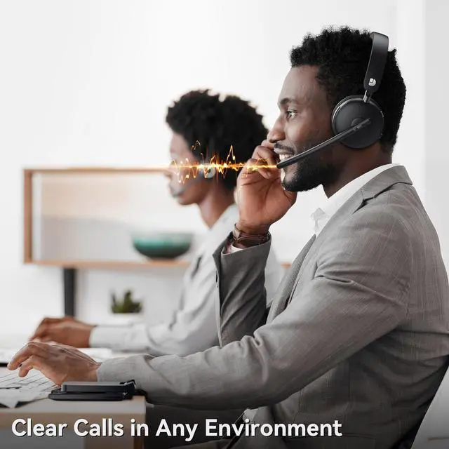 Alt view image 2 of 7 - Wireless Headset with Mic for Work Wireless Headphones for TV