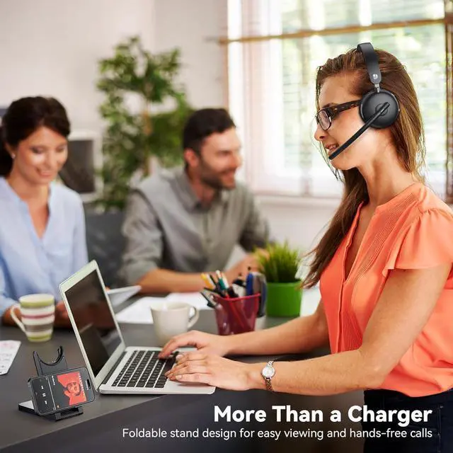 Alt view image 4 of 7 - Wireless Headset with Mic for Work Wireless Headphones for TV