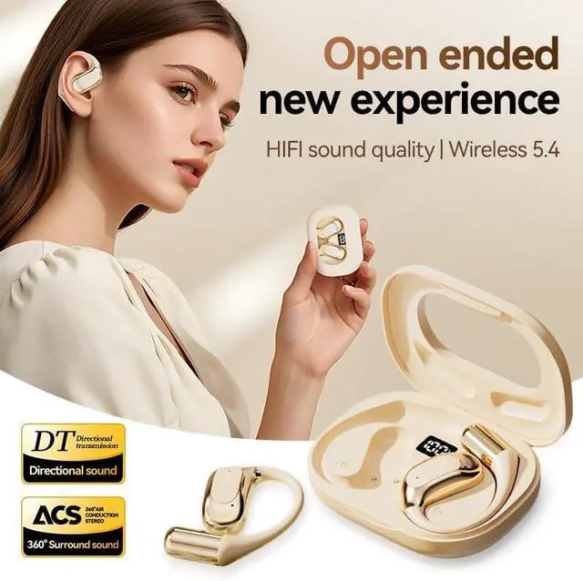Alt view image 3 of 5 - Open Ear True Wireless Bluetooth 5.4 Headphones with Earhooks Over Ear Hooks for Comfort Open Ear Buds Wireless Bluetooth Earbuds for Running Walking Workout