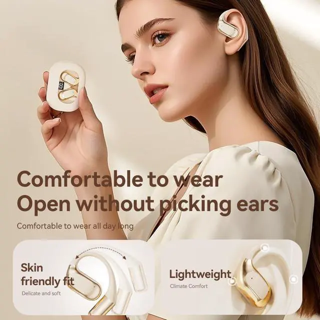 Alt view image 5 of 5 - Open Ear True Wireless Bluetooth 5.4 Headphones with Earhooks Over Ear Hooks for Comfort Open Ear Buds Wireless Bluetooth Earbuds for Running Walking Workout