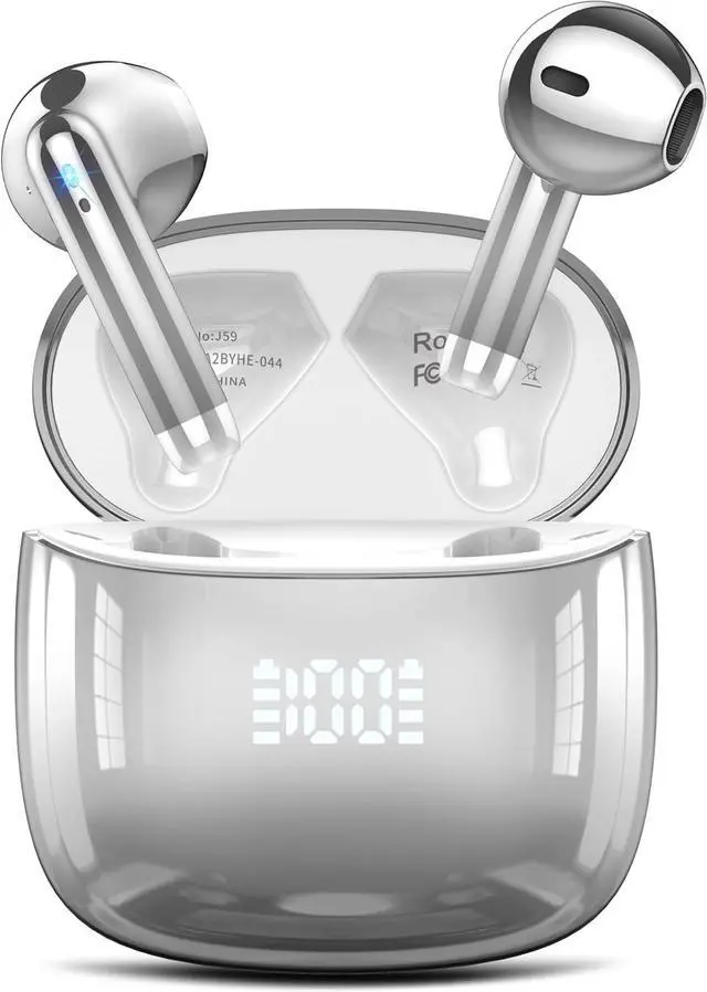 Main image of Wireless Earbuds, Bluetooth Headphones 48H Playtime Ear Buds with LED Power Display, IPX7 Waterproof Bluetooth 5.4 Earphones in-Ear Earbuds with 4 Mic for Android iOS Cell Phone Laptop, Silver