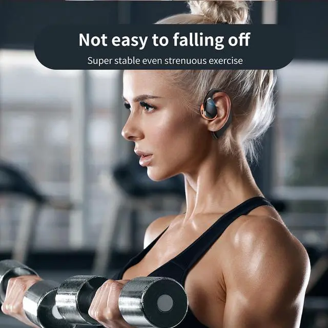 Alt view image 2 of 6 - Running Earbuds Comfort Fit Open-Ear Headphones Bluetooth Wireless Waterproof 360° HiFi Stereo Touch Control 48H Playback Time with Charging Case Sweat-Resistant for Office, Black