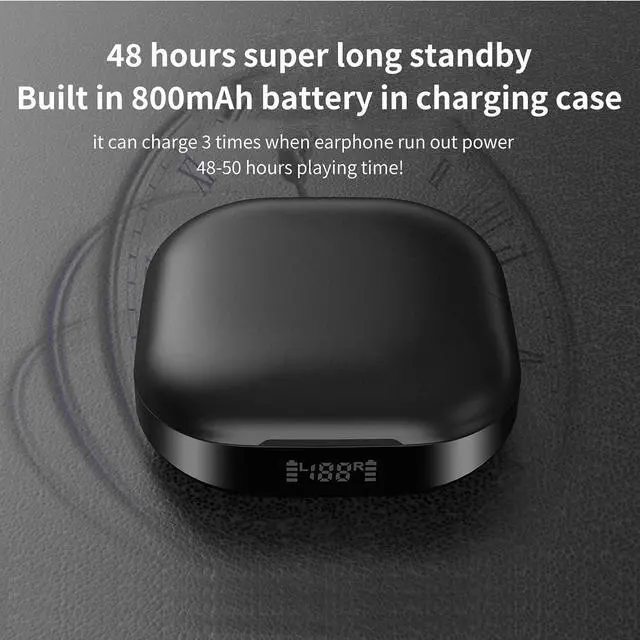 Alt view image 4 of 6 - Running Earbuds Comfort Fit Open-Ear Headphones Bluetooth Wireless Waterproof 360° HiFi Stereo Touch Control 48H Playback Time with Charging Case Sweat-Resistant for Office, Black