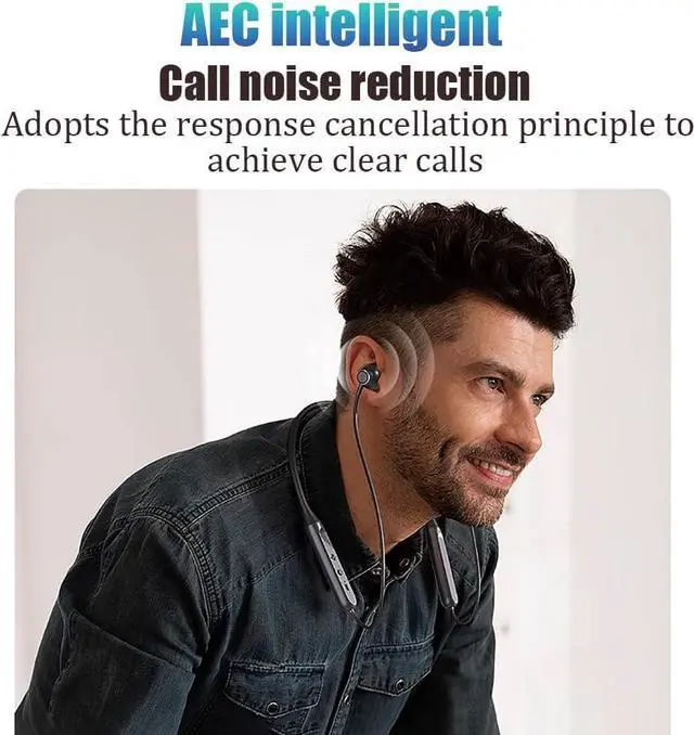 Alt view image 7 of 7 - Neckband Bluetooth Headphones Neckband Earphone Call Noise Reduction Earbuds with Mic Wireless Headphones 5.3, IPX5 Waterproof Sport Earphones for Running Driving Working Compatible,White,27g