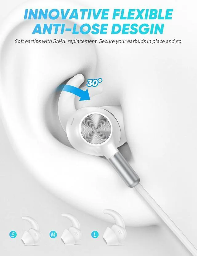 Alt view image 3 of 7 - TOPAUX True Wireless Earbuds HiFi Bass Bluetooth 5.4 Headset 3.5mm Wired Earbuds Secure Wingtip Noise Canceling in-Ear Headphone with Mic for Steam Deck Chromebook PC Computer Corded Jack Earphone