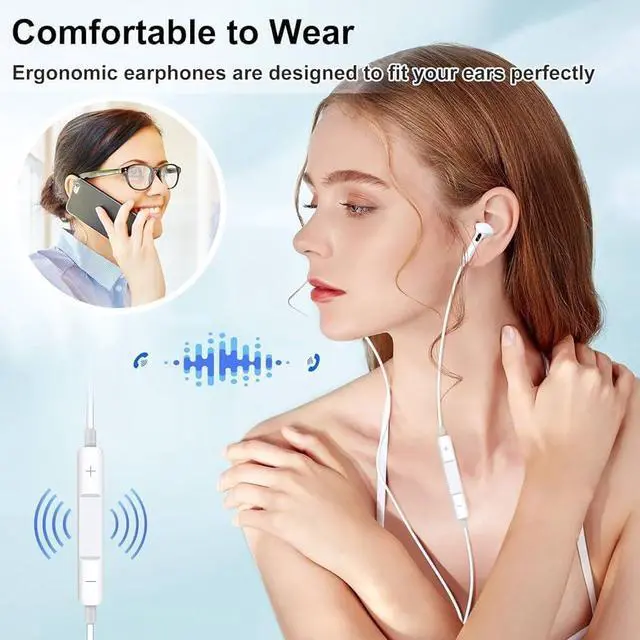Alt view image 4 of 7 - iPhone Earphones Wired [Apple MFi Certified]  Lightning Earphones with Built-in Microphone  iPhone 14/13/12/11/XR/8/7 Compatible