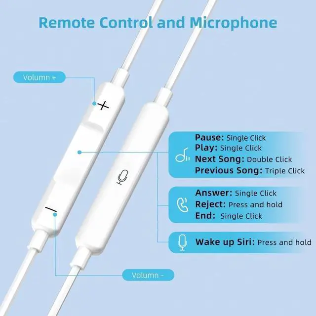Alt view image 7 of 7 - iPhone Earphones Wired [Apple MFi Certified]  Lightning Earphones with Built-in Microphone  iPhone 14/13/12/11/XR/8/7 Compatible