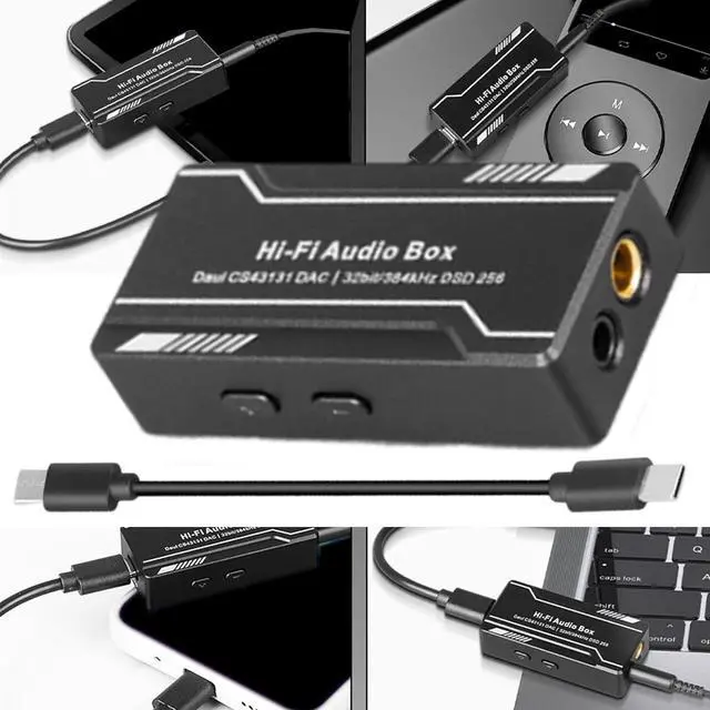 Alt view image 2 of 7 - USB C To 3.5mm 4.4mm Headphone Amplifier HiFi Earphone Sound Amplifier 32bit 384kHz CS43131 Sound Adapter Dongle Box