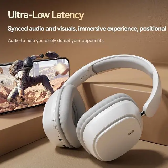 Alt view image 2 of 7 - On Ear Headphones Wireless Bluetooth Foldable Lightweight Headset Wireless Overhead Headphones with Microphone Over Ear Bluetooth Headset Noise Canceling for Home/Office/Cellphone (White)