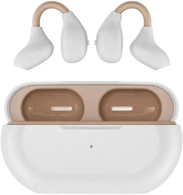 Main image of Clip on Earbuds Open Earbuds Wireless Earphones Wireless Bluetooth 5.3 Clip on Headphones Sports Earphones Open Ear Headphones Built-in Microphone Charging Case IPX5 Waterproof for Gym,Beige