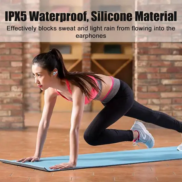 Alt view image 3 of 7 - Clip on Earbuds Open Earbuds Wireless Earphones Wireless Bluetooth 5.3 Clip on Headphones Sports Earphones Open Ear Headphones Built-in Microphone Charging Case IPX5 Waterproof for Gym,Beige