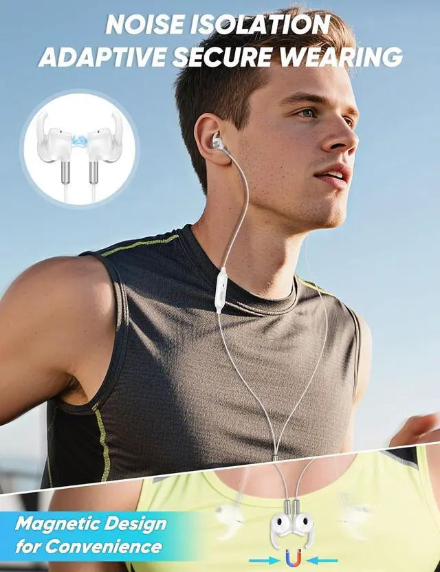 Alt view image 4 of 7 - TOPAUX True Wireless Earbuds HiFi Bass Bluetooth 5.4 Headset 3.5mm Wired Earbuds Secure Wingtip Noise Canceling in-Ear Headphone with Mic for Steam Deck Chromebook PC Computer Corded Jack Earphone