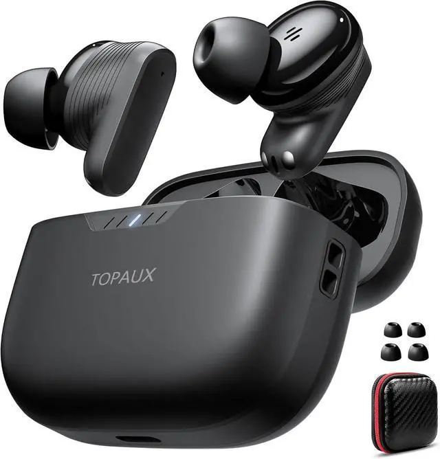 Alt view image 6 of 7 - TOPAUX True Wireless Earbuds HiFi Bass Bluetooth 5.4 Headset 3.5mm Wired Earbuds Secure Wingtip Noise Canceling in-Ear Headphone with Mic for Steam Deck Chromebook PC Computer Corded Jack Earphone