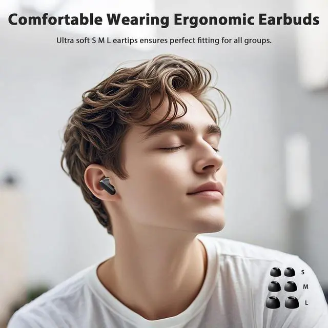 Alt view image 7 of 7 - TOPAUX True Wireless Earbuds HiFi Bass Bluetooth 5.4 Headset 3.5mm Wired Earbuds Secure Wingtip Noise Canceling in-Ear Headphone with Mic for Steam Deck Chromebook PC Computer Corded Jack Earphone